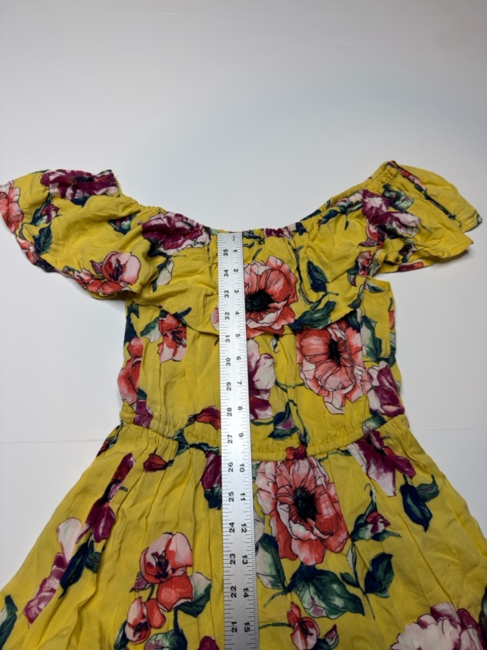 BAND OF GYPSIES Yellow Floral Maxi Dress Off Shoulder Ruffle High Low Hem Small - Picture 6 of 8